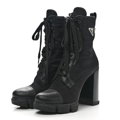 Prada Spazzolato Re-Nylon Metal Triangle Logo 110mm Ankle Boots 37.5 Black 3 of 8