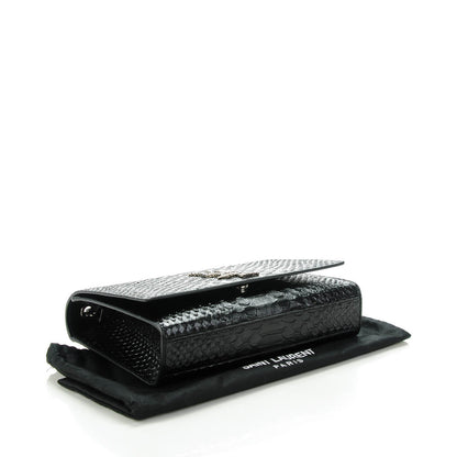 Saint Laurent Python Embossed Medium Kate Monogram Chain Wallet Black 4 of 6