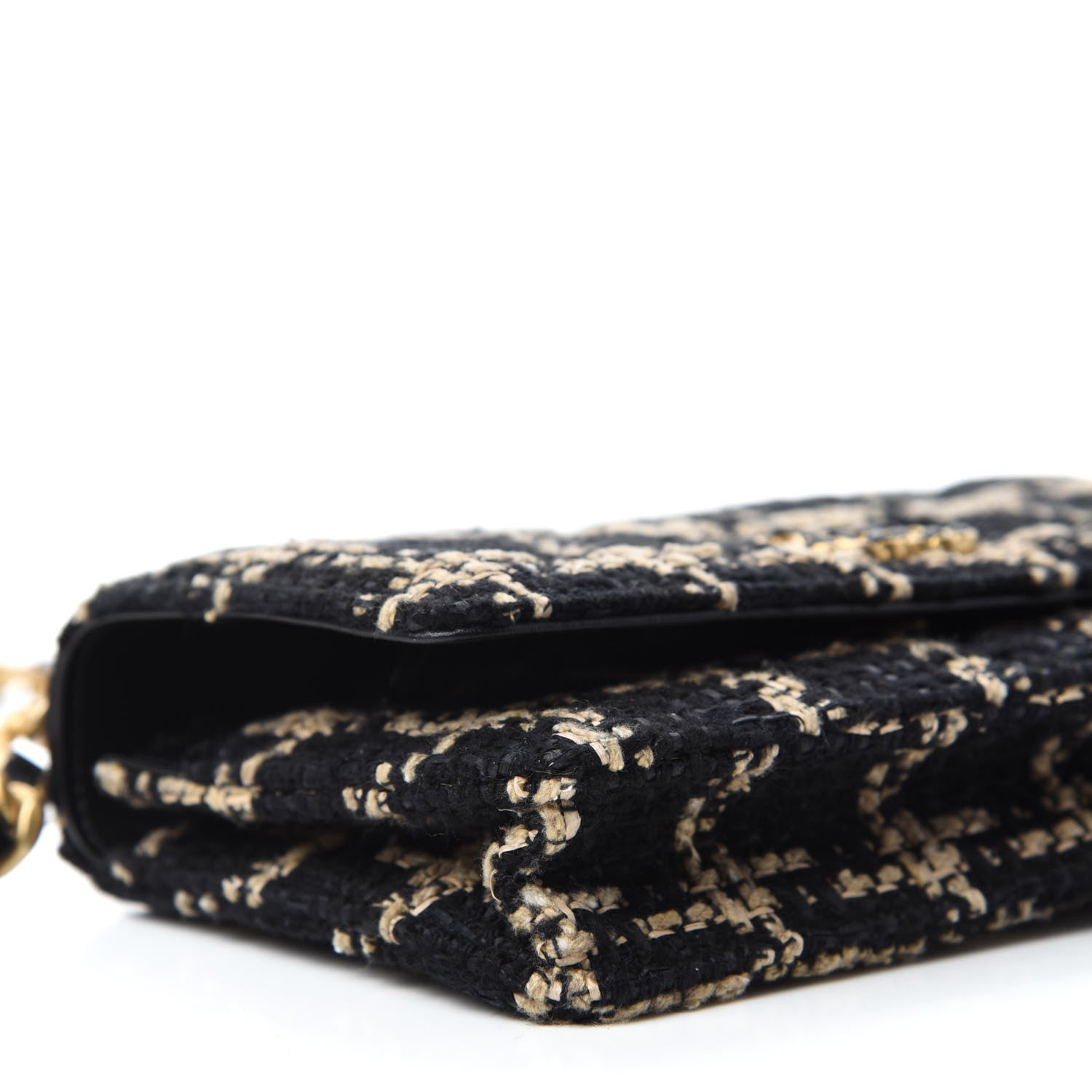 Chanel Tweed Quilted Chanel 19 Wallet On Chain WOC Black Beige 6 of 12