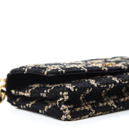 Chanel Tweed Quilted Chanel 19 Wallet On Chain WOC Black Beige 6 of 12