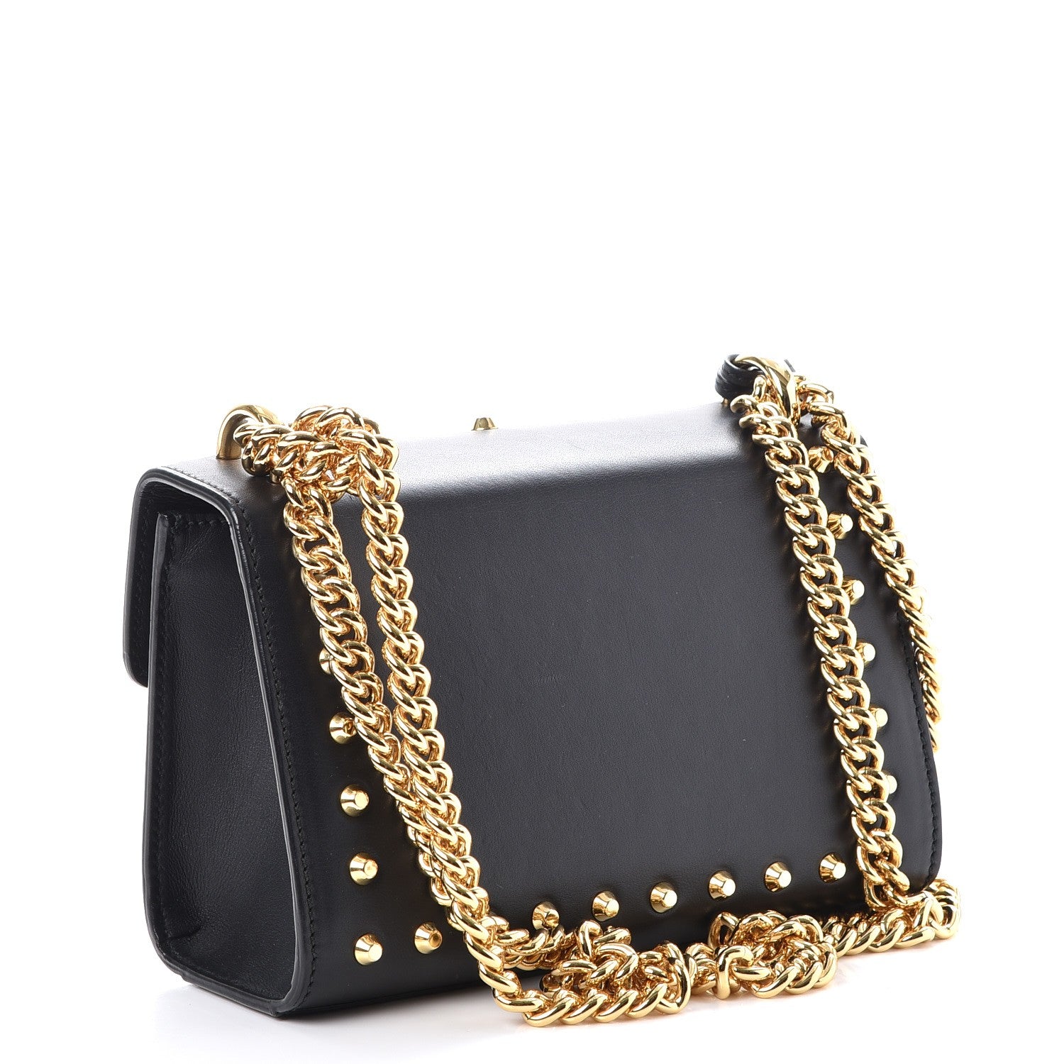 Gucci Calfskin Studded Small Padlock Shoulder Bag Black 3 of 7