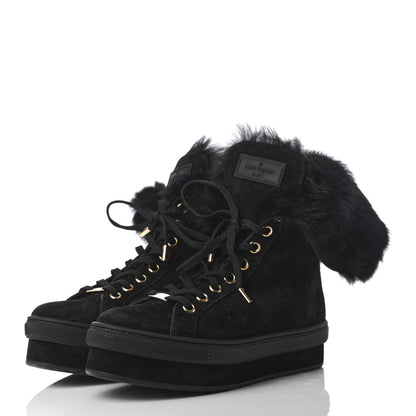 Louis Vuitton Suede Rabbit Fur Jazzy Sneakers 37 Black 3 of 10