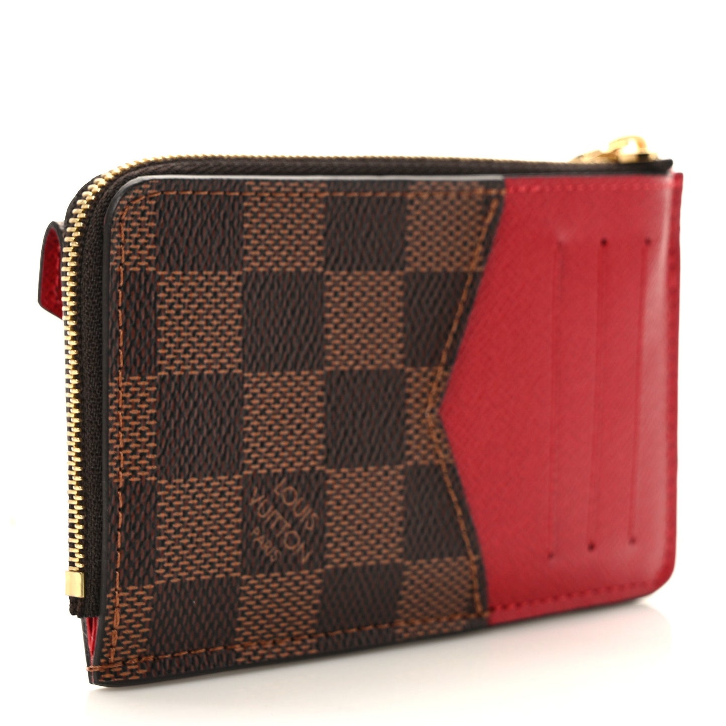 Damier Ebene Recto Verso Card Holder Red