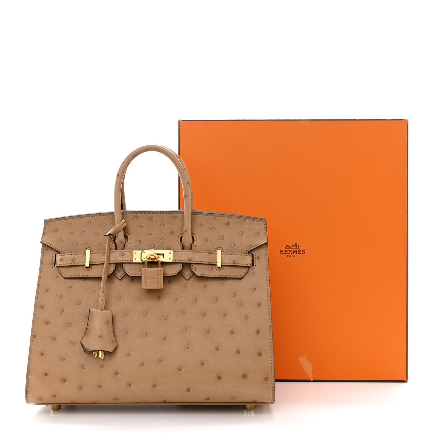 Ostrich Birkin Sellier 25 Chai