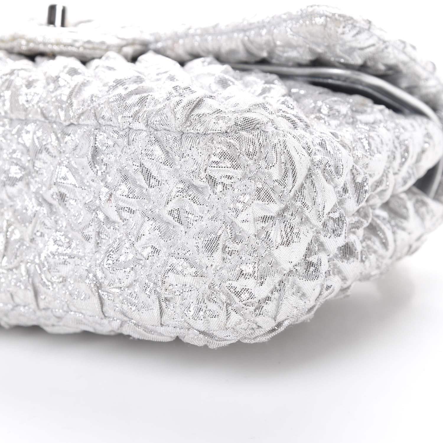 Chanel Metallic Lame Quilted Small Double Flap Silver 9 of 12