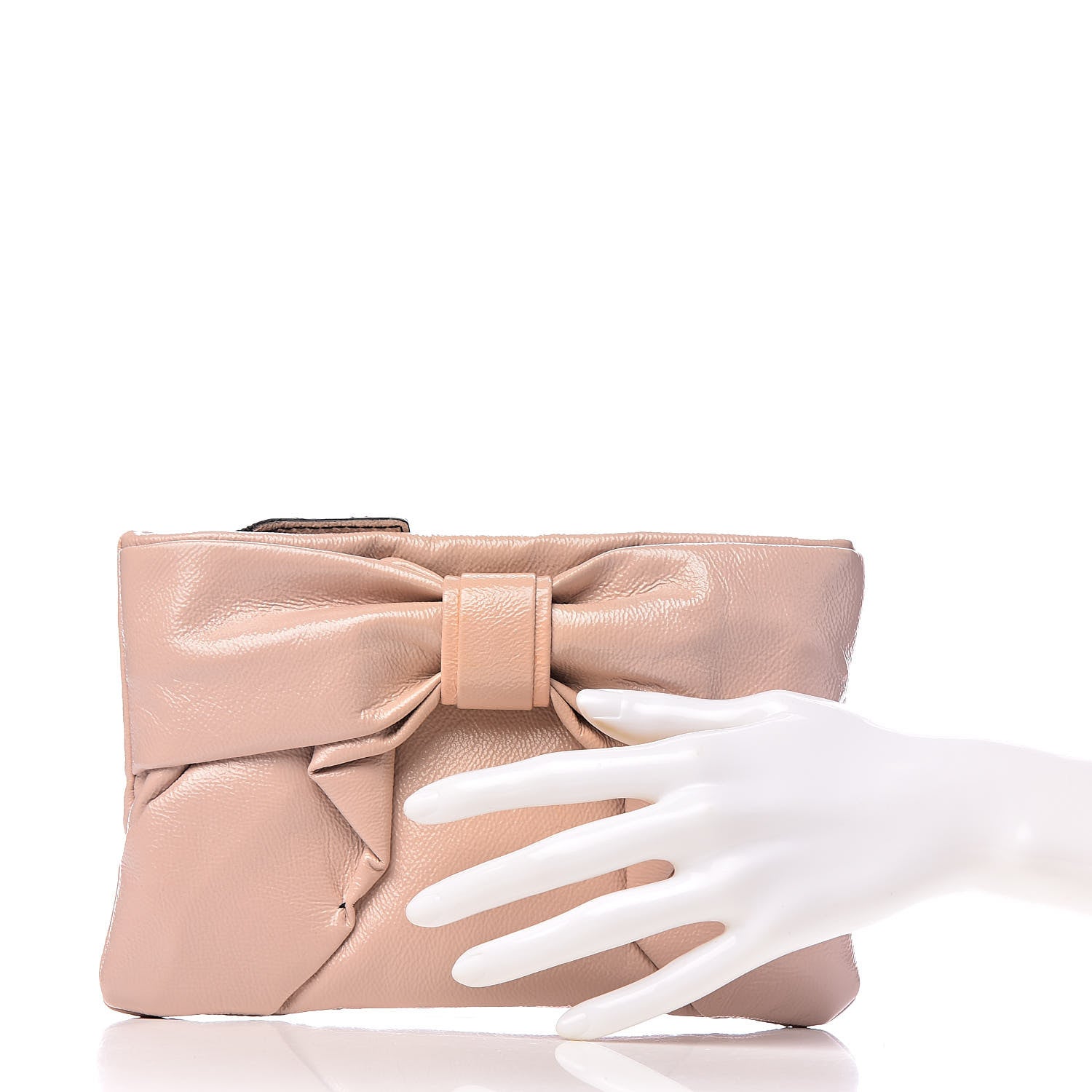 Valentino Garavani Patent Lacca Bow Clutch Pink 2 of 6