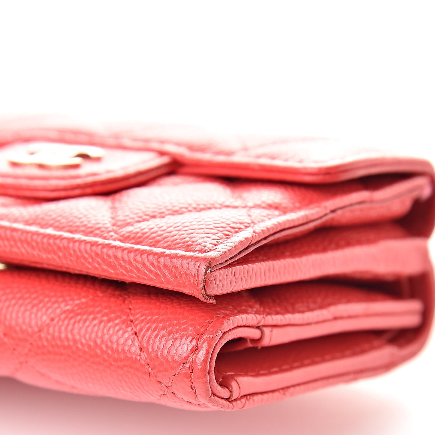 Caviar Quilted Compact Flap Wallet Red
