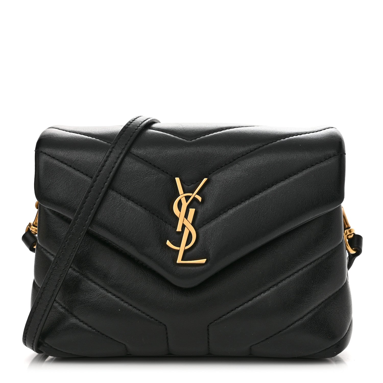 Saint Laurent Calfskin Y Quilted Monogram Toy Loulou Crossbody Bag Black 1 of 15