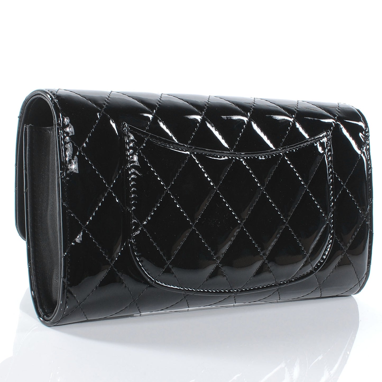 Patent Quilted Travel Wallet Black