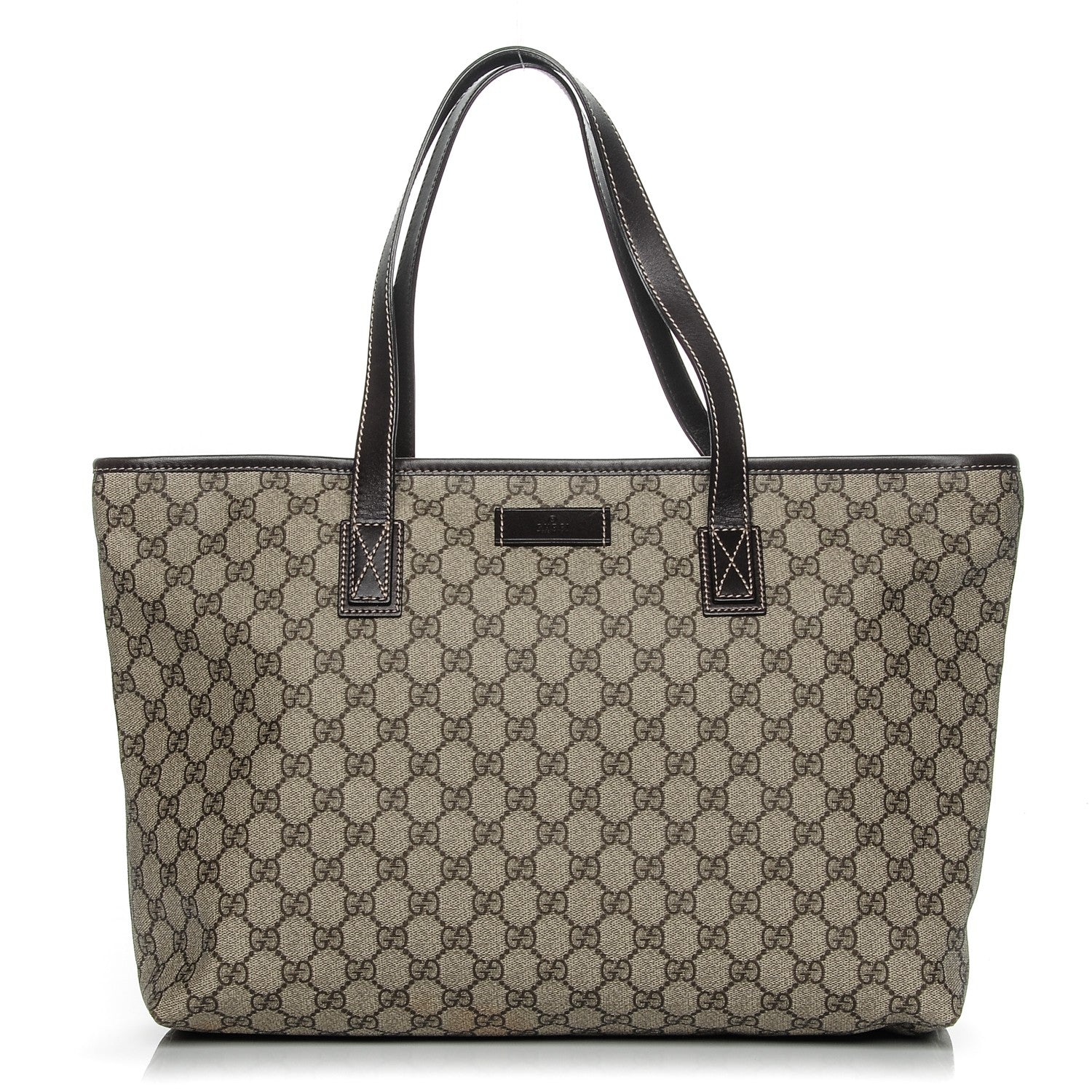 Gucci GG Supreme Monogram Medium Zippered Shopping Tote Dark Brown 1 of 9