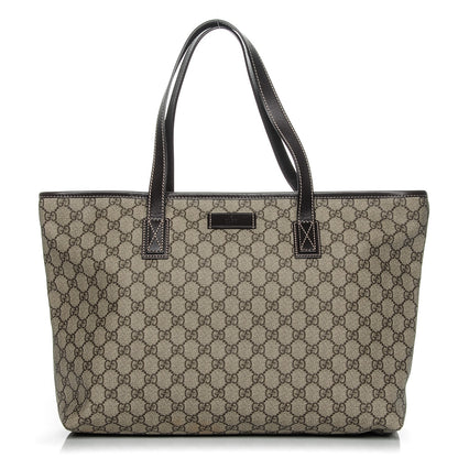 Gucci GG Supreme Monogram Medium Zippered Shopping Tote Dark Brown 1 of 9