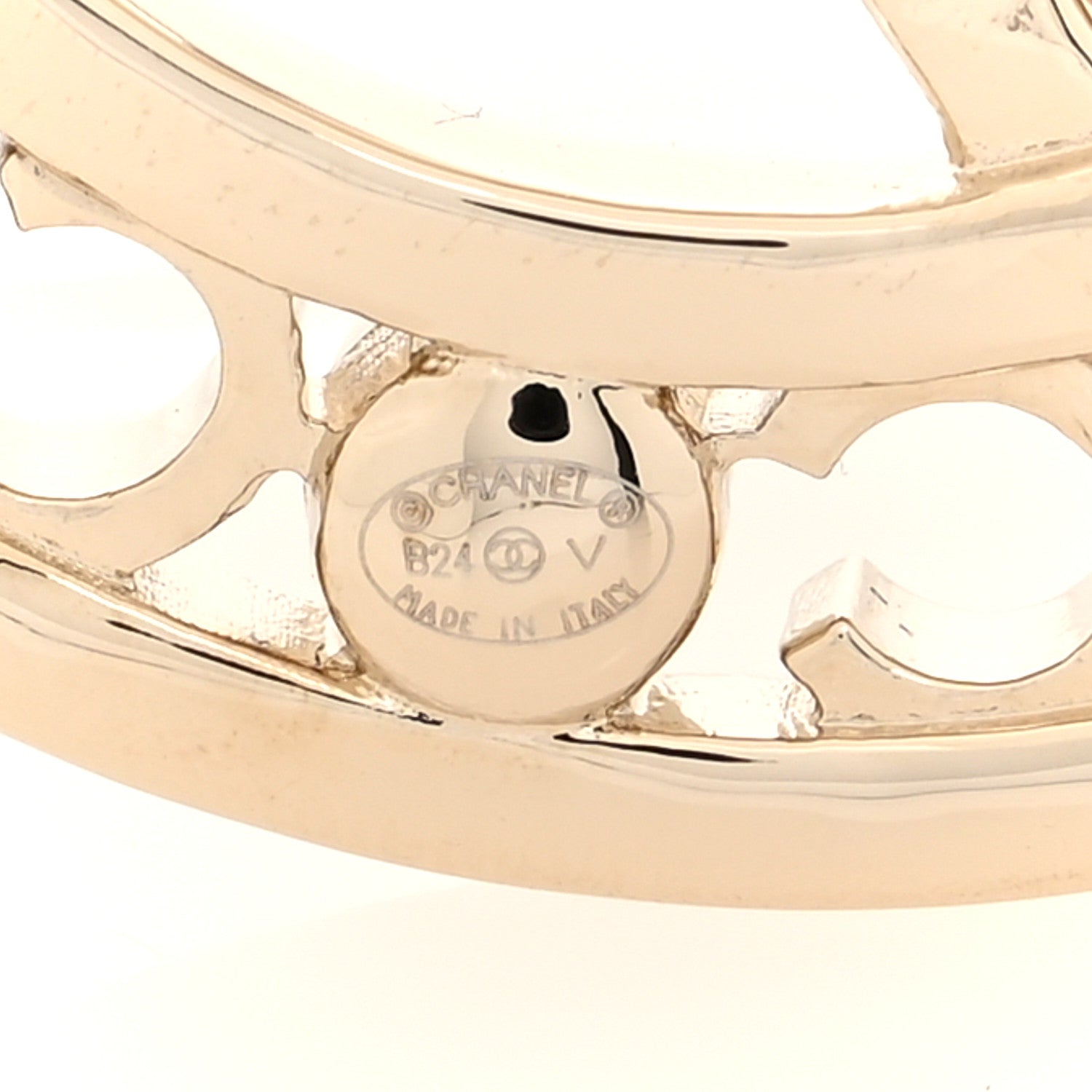 Chanel Crystal Pearl Coco CC Logo Brooch Gold 3 of 4