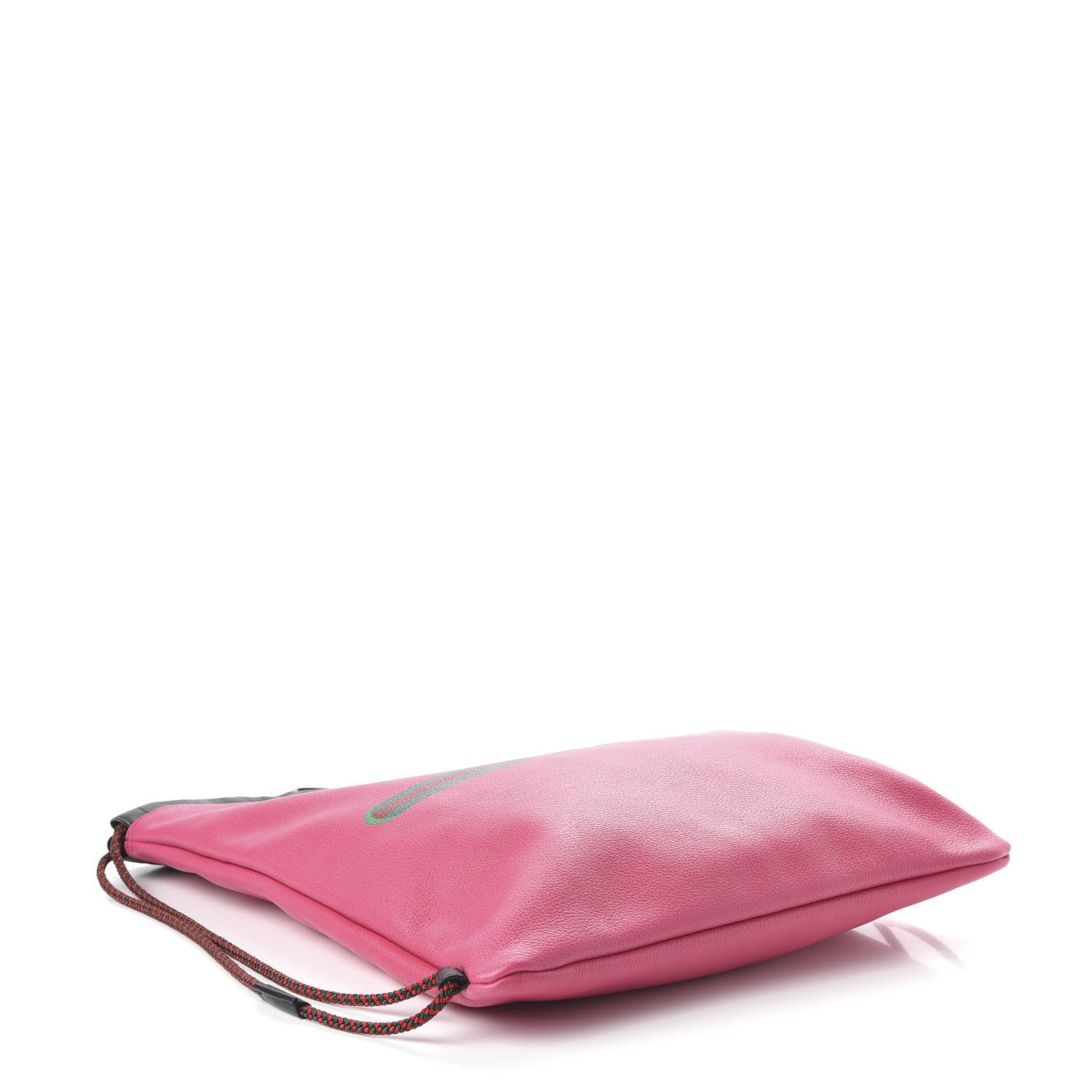 Gucci Grained Calfskin Logo Drawstring Backpack Box Pink Green Black 3 of 9