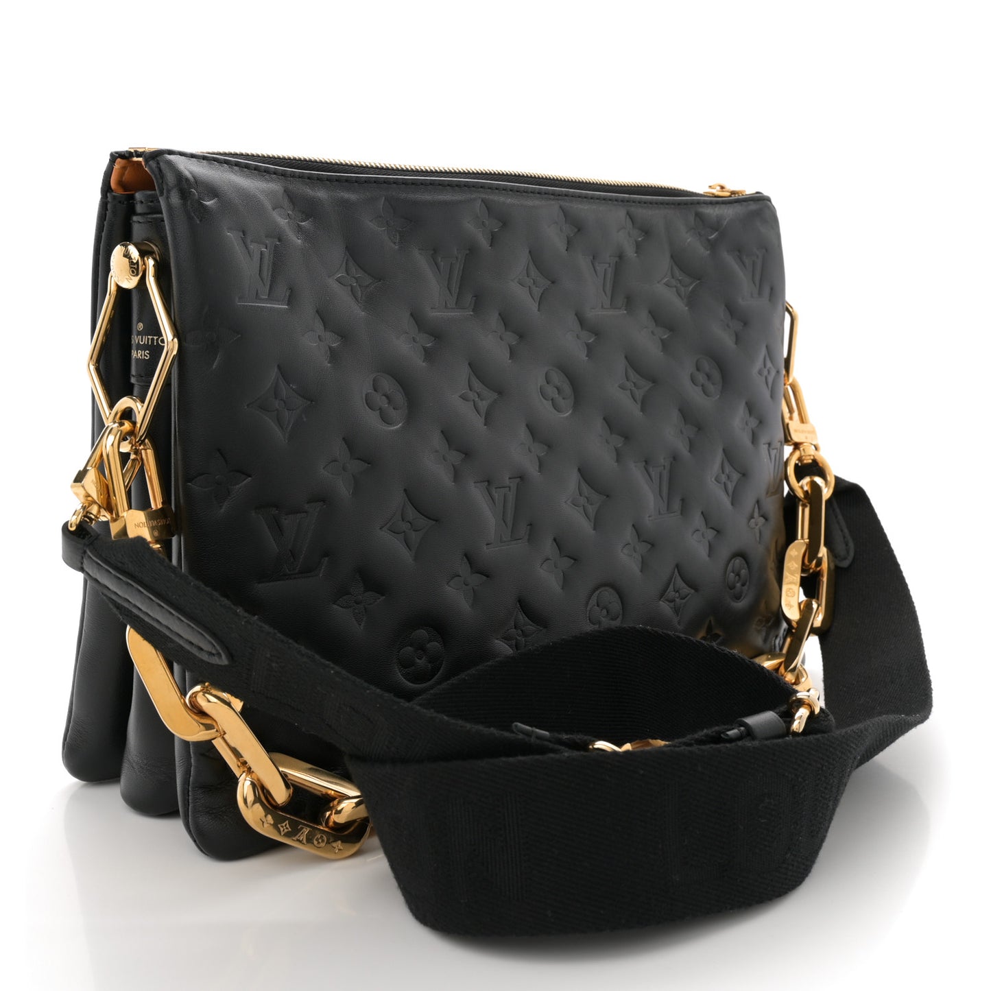 Lambskin Embossed Monogram Coussin MM Black