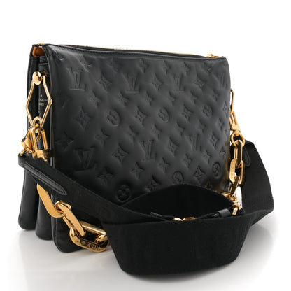 Louis Vuitton Lambskin Embossed Monogram Coussin MM Black 3 of 11