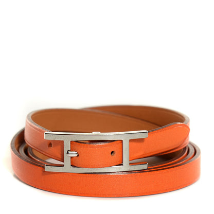 Hermes Swift Hapi 3MM Triple Tour Wrap Bracelet Small Orange 1 of 8