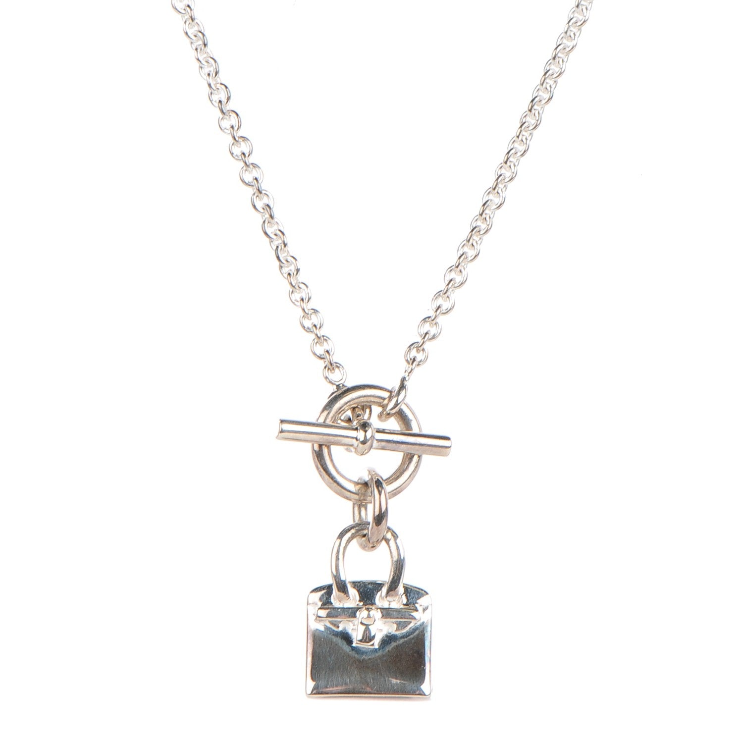 Hermes Sterling Silver Birkin Amulette Pendant Necklace 1 of 7