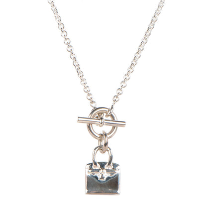 Hermes Sterling Silver Birkin Amulette Pendant Necklace 1 of 7