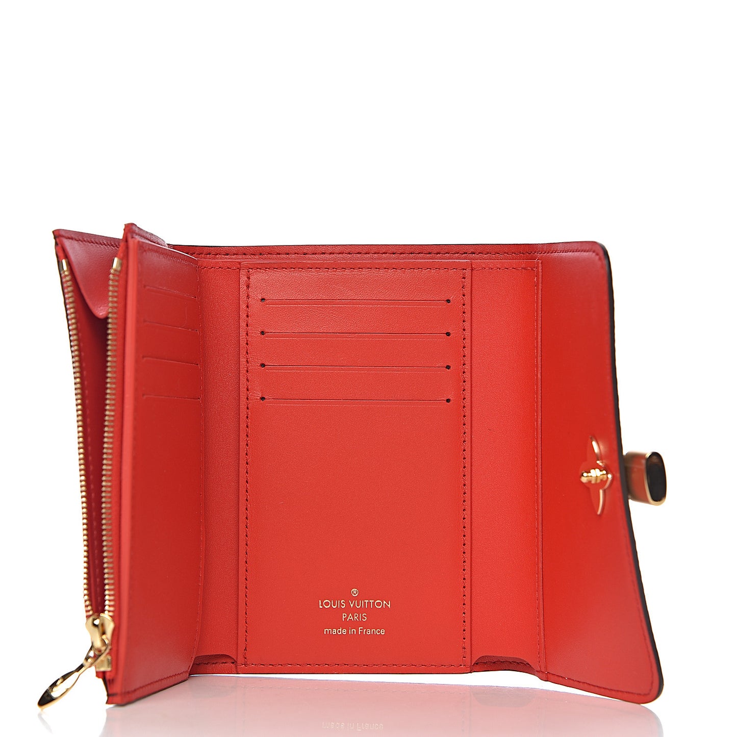 Monogram Flower Lock Compact Wallet Coquelicot