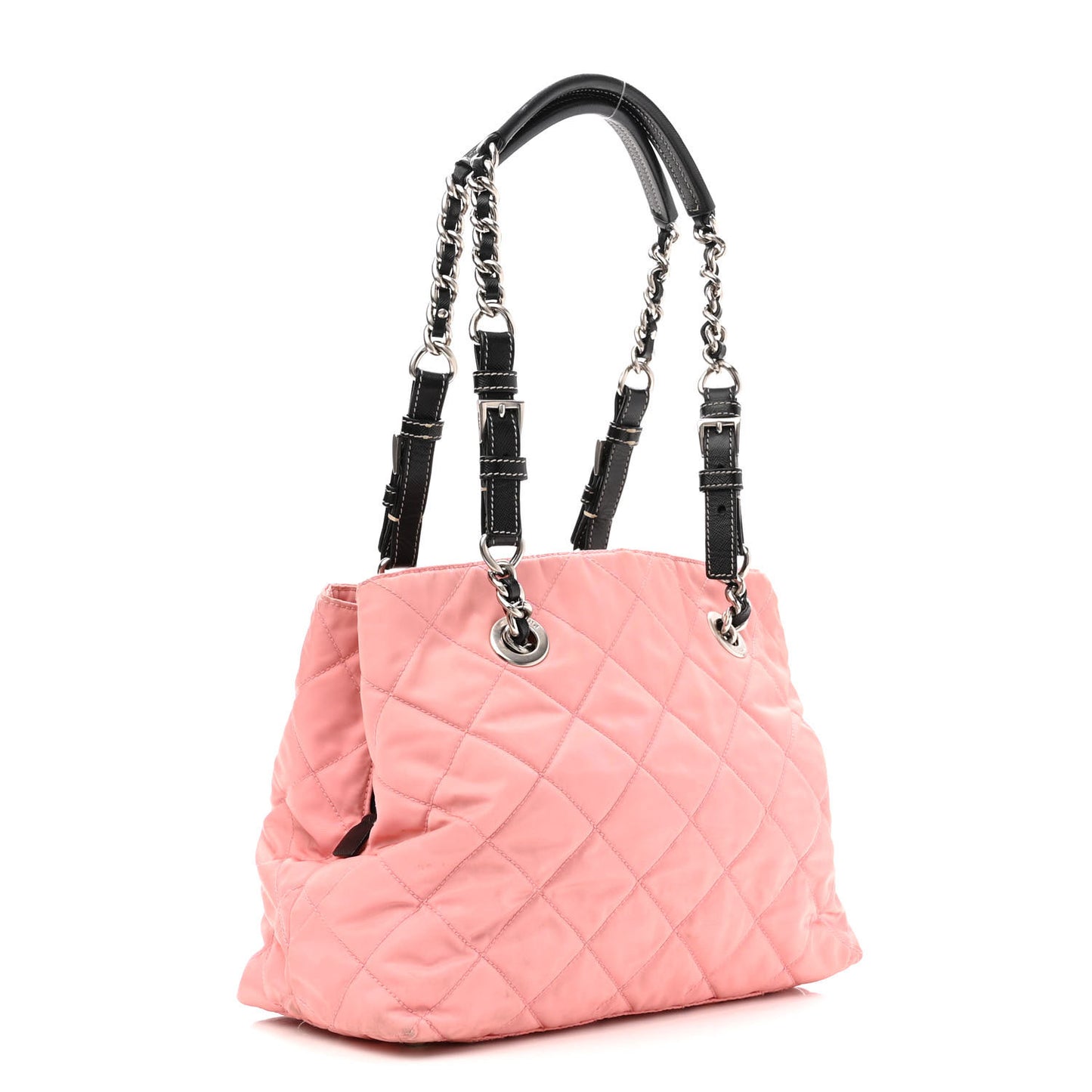 Tessuto Nylon Quilted Shoulder Bag Rosa Black