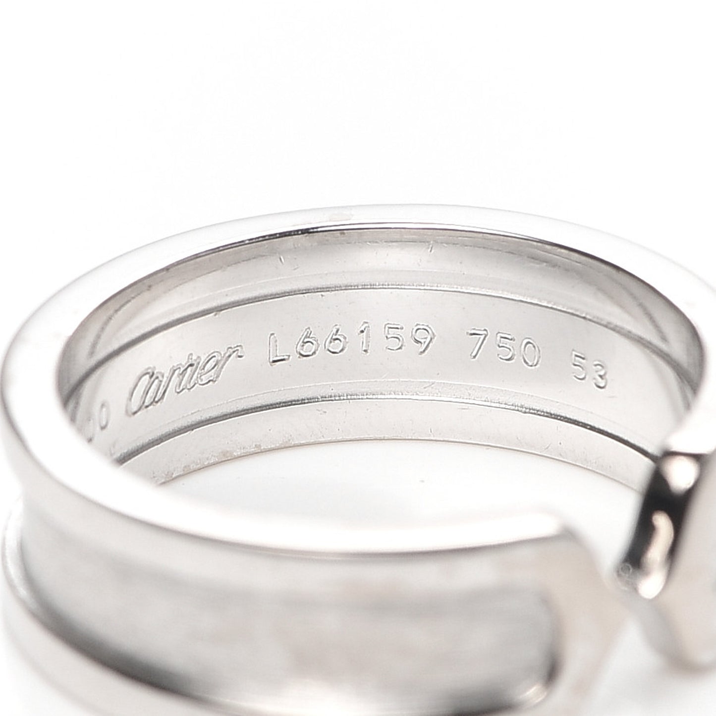 18K White Gold 6.5mm C De Cartier Ring 53 6.5