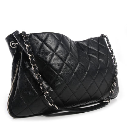 Chanel Caviar Expandable Zip Shoulder Bag Black 3 of 8