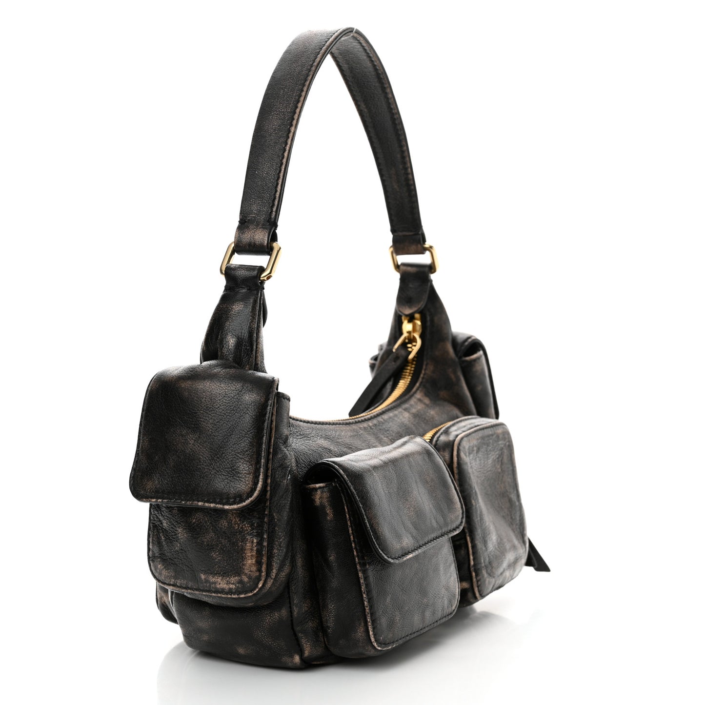 Distressed Nappa Pocket Bag Sand Coffee