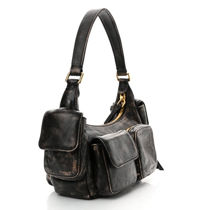 Miu Miu Distressed Nappa Pocket Bag Sand Coffee 3 of 12