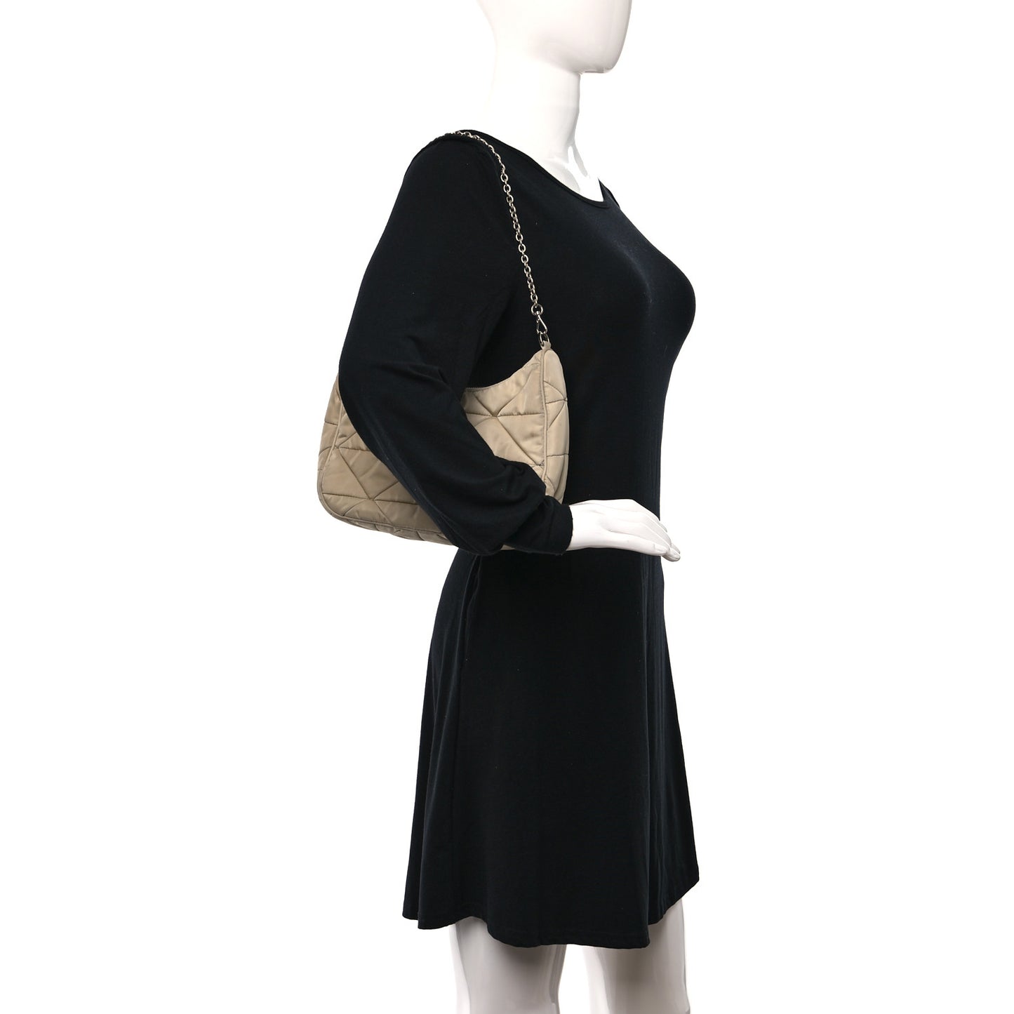 Re-Nylon Triangle Quilted Padded Patchwork System Shoulder Bag Deserto