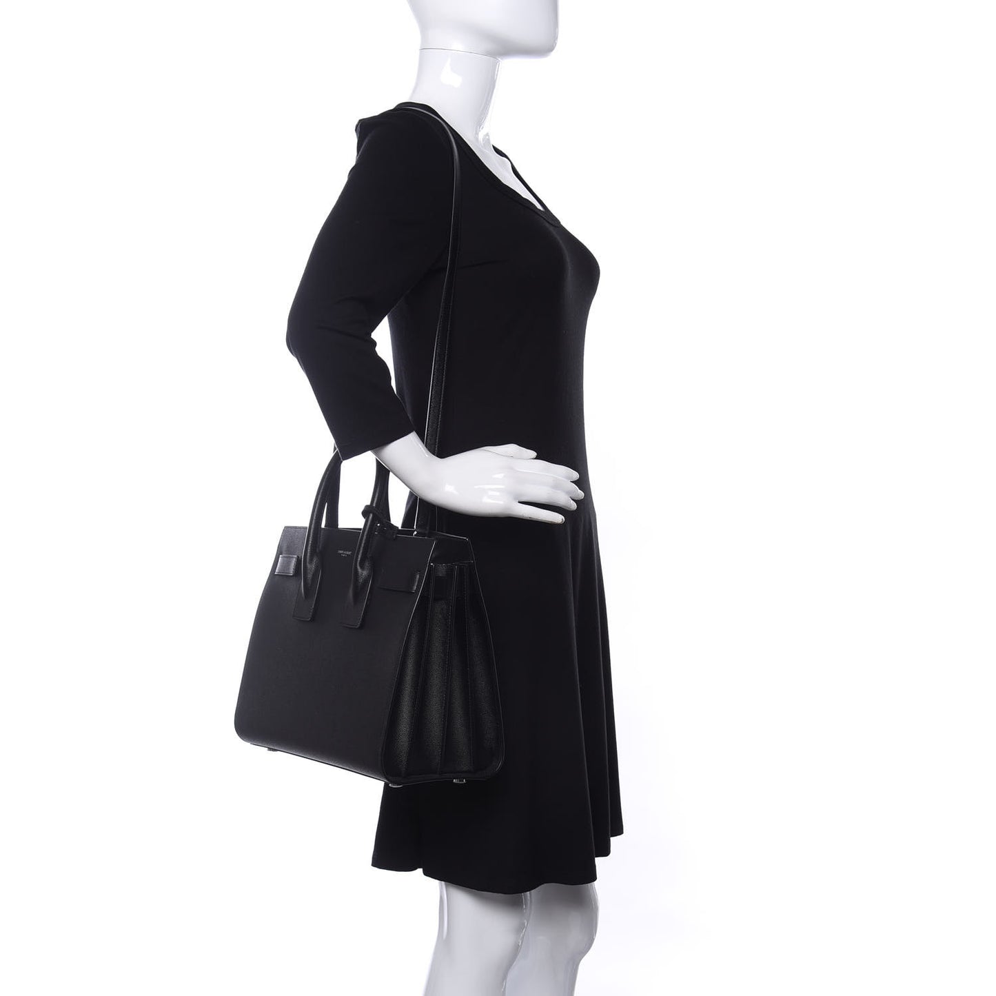Grained Calfskin Small Sac De Jour Black