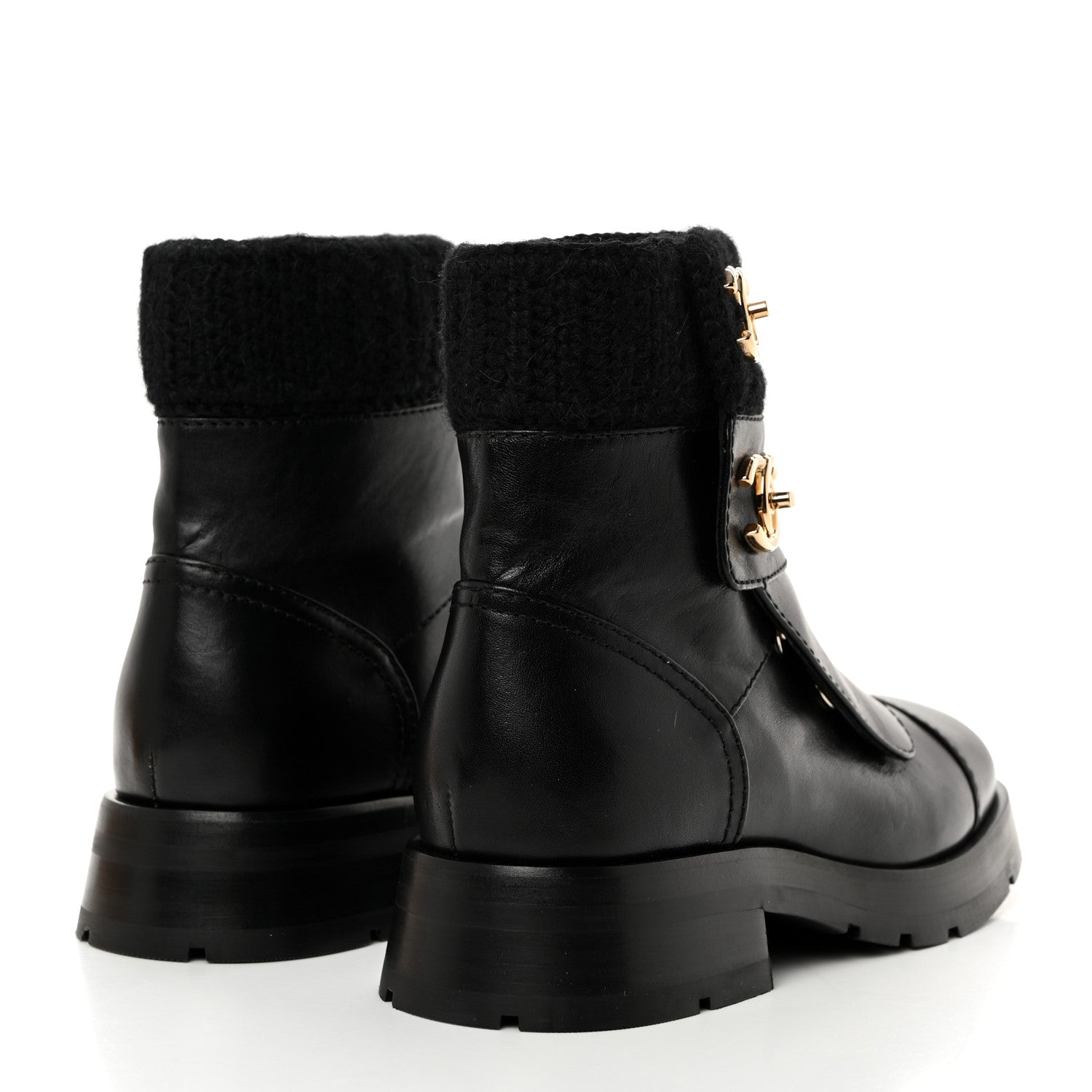 Chanel Calfskin Knit CC Short Boots 36.5 Black 4 of 9