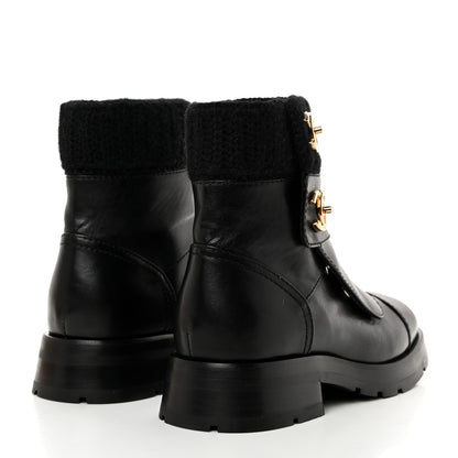 Chanel Calfskin Knit CC Short Boots 36.5 Black 4 of 9