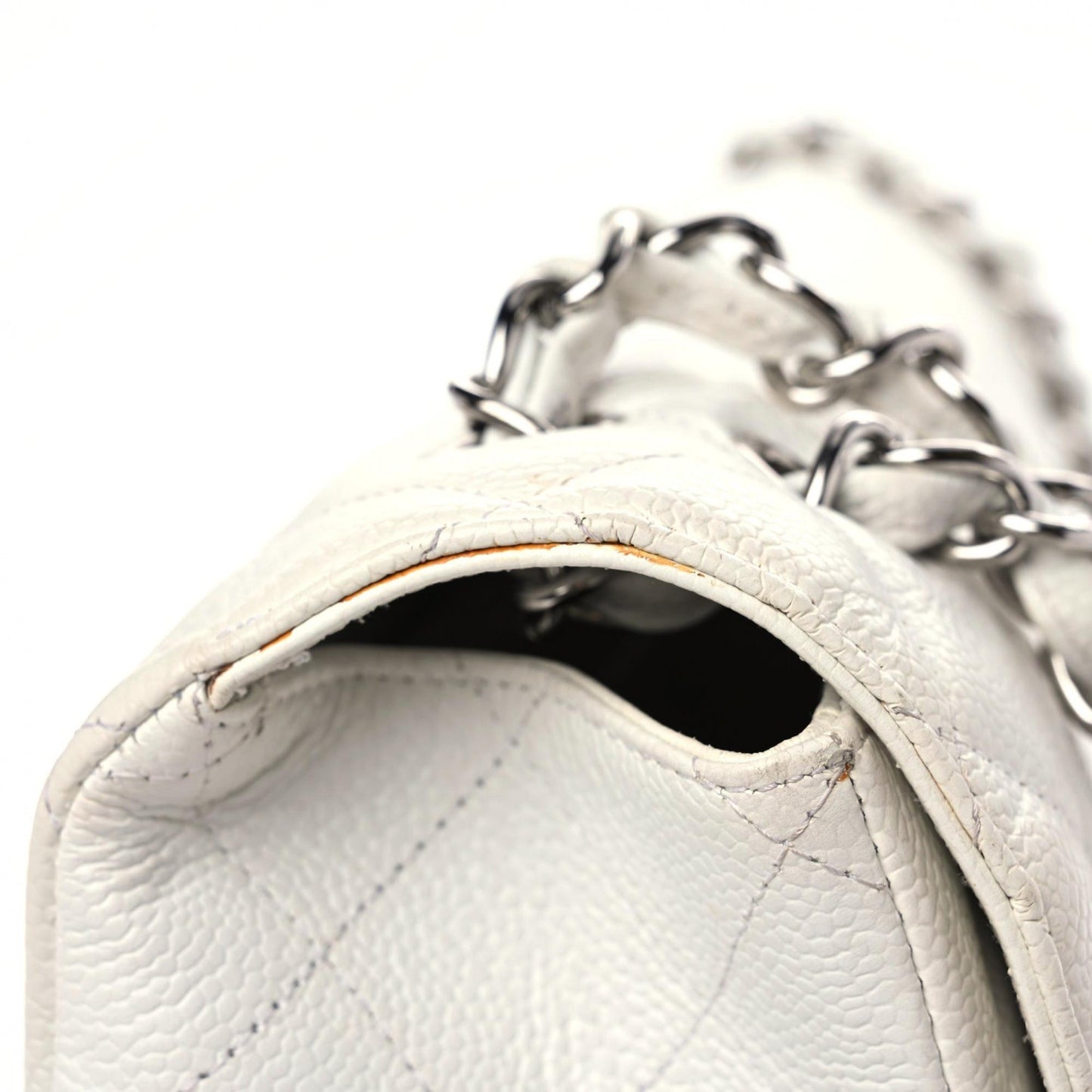 Caviar Quilted Maxi Single Flap White