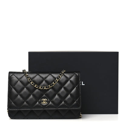 Chanel Lambskin Quilted Wallet On Chain WOC Black 12 of 12