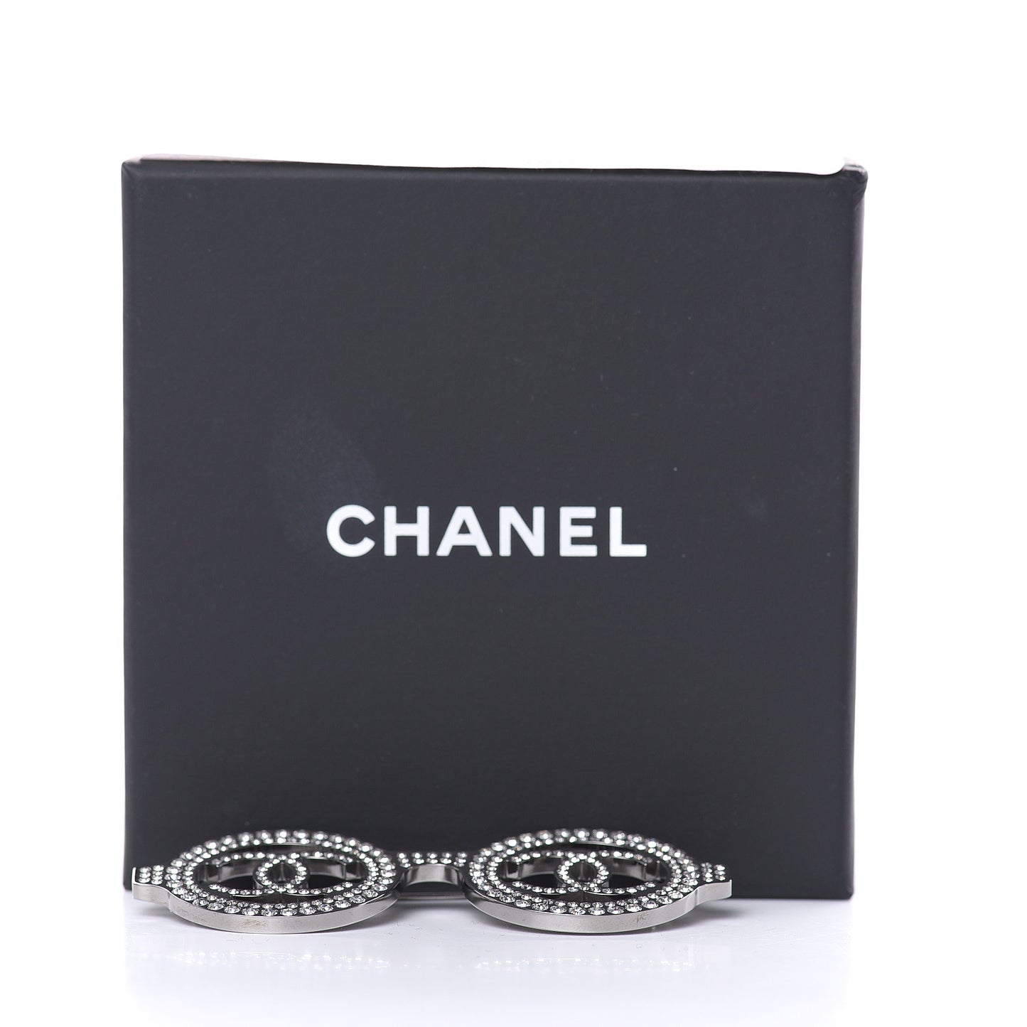 Crystal CC Sunglasses Brooch Silver
