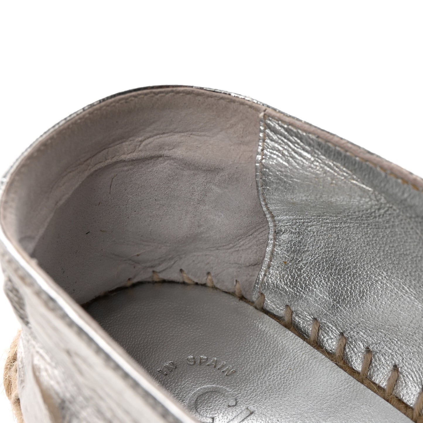 Laminated Goatskin CC Espadrilles 39 Silver