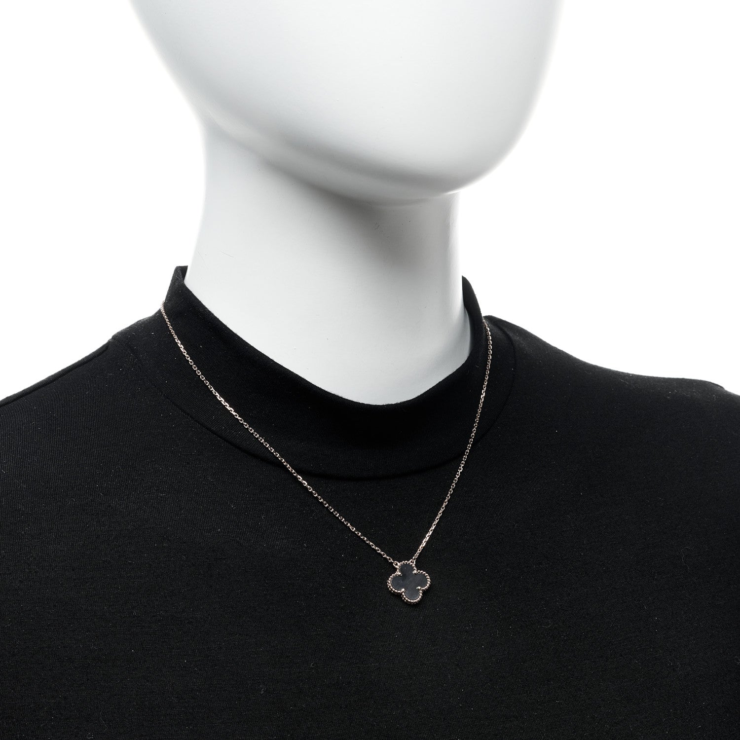 Van Cleef & Arpels 18K Rose Gold Gray Mother of Pearl Vintage Alhambra Pendant Necklace 2 of 6