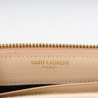 Saint Laurent Grain De Poudre Matelasse Chevron Monogram Zip Around Wallet Powder 6 of 8