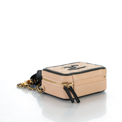 Chanel Caviar Quilted Small CC Filigree Vanity Case Beige Black 4 of 8