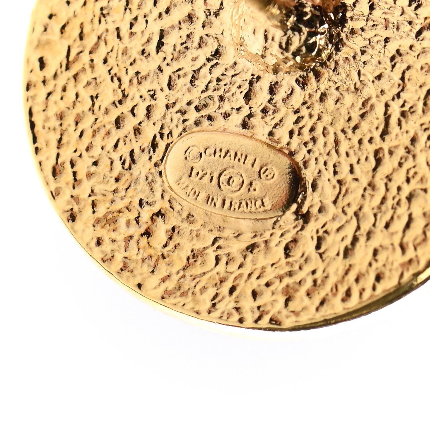 Resin CC Chain Round Earrings Gold Black