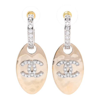 Chanel Crystal CC Tag Drop Earrings Gold 1 of 5