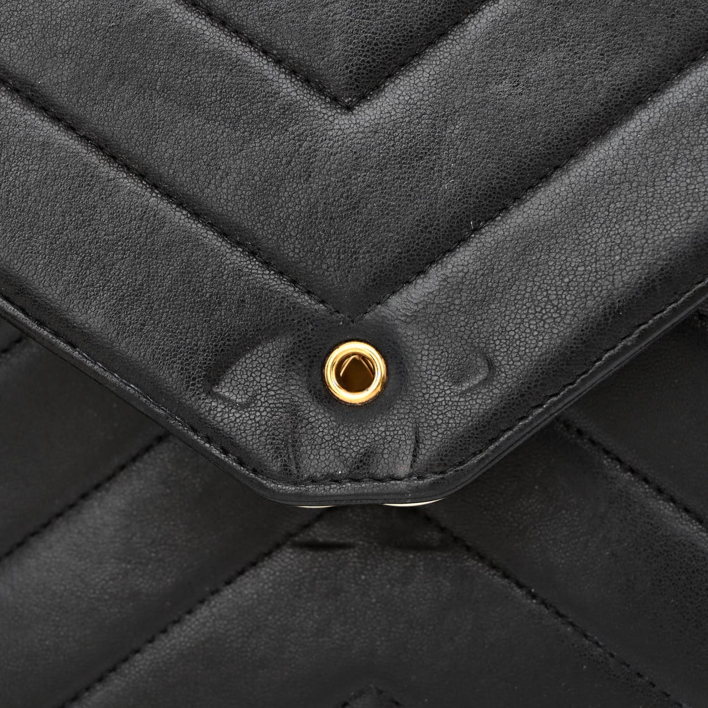 Lambskin Chevron Quilted Medium Envelope Flap Black
