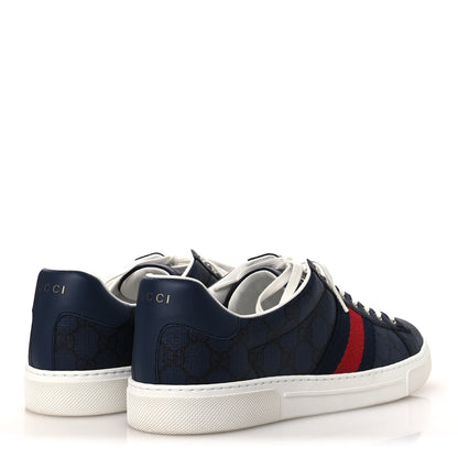 Gucci GG Supreme Monogram Web Mens New Ace Sneakers 9.5 Dark Blue 5 of 11