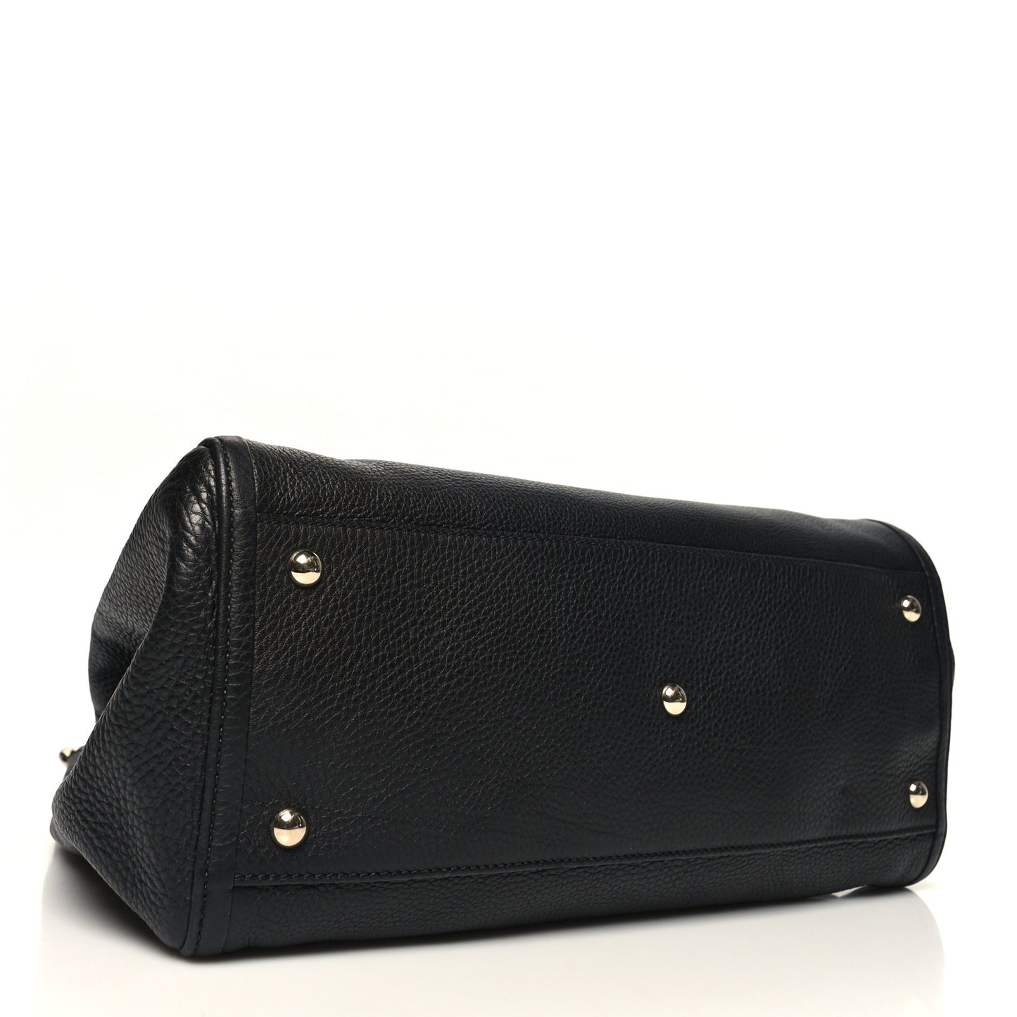 Pebbled Calfskin Medium Soho Shoulder Bag Black