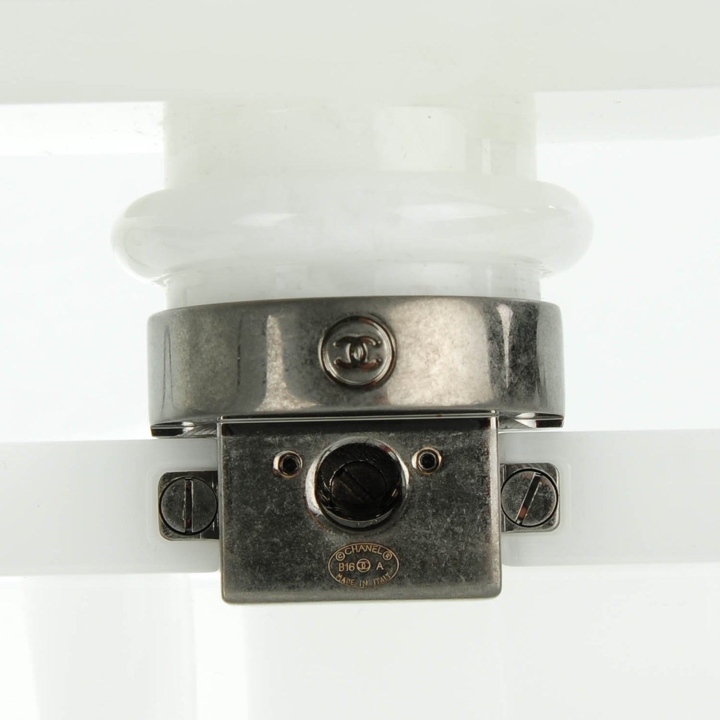 Marbled Plexiglass Buonasera Perfume Bottle Clutch White