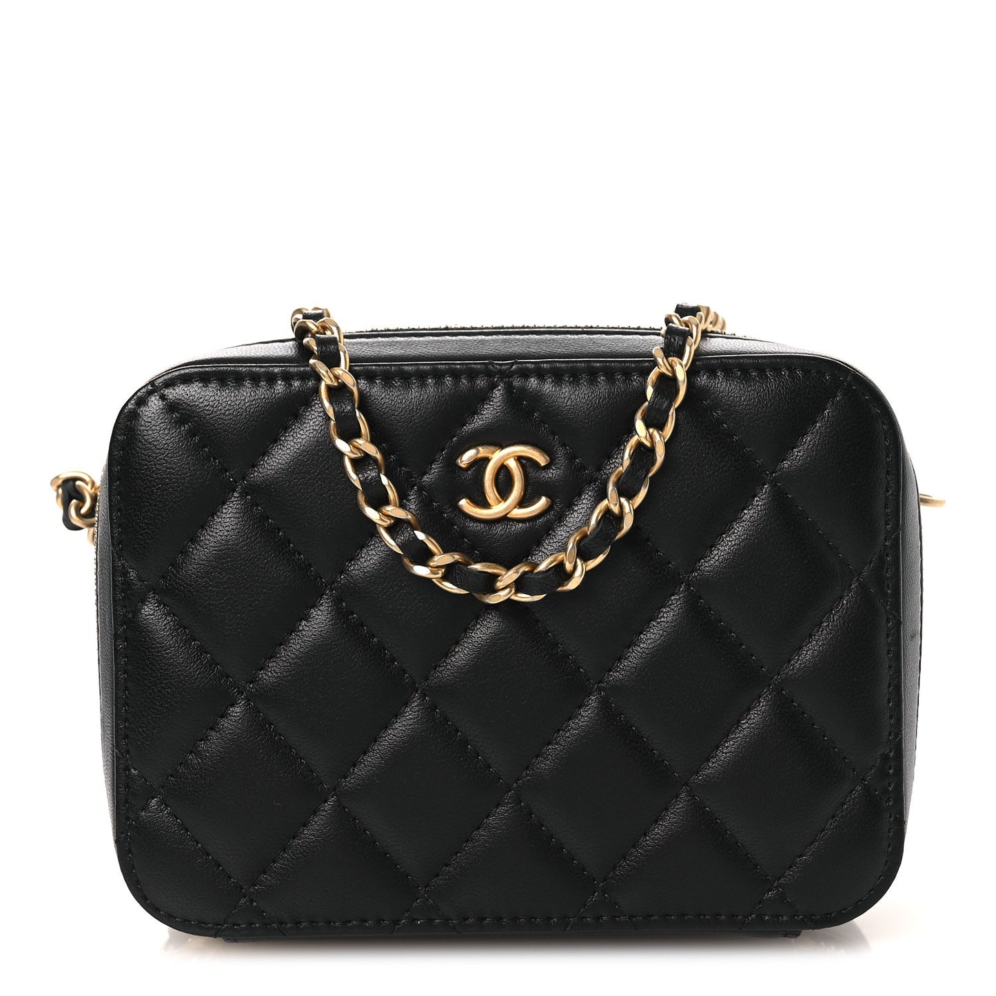 Lambskin Quilted CC Pearl Crush Camera Case Black