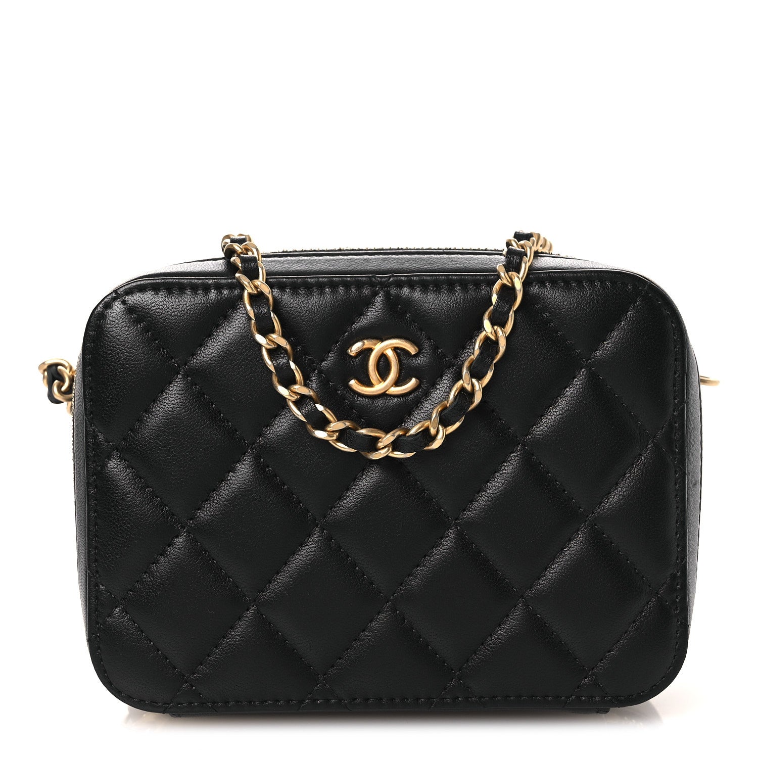 Chanel Lambskin Quilted CC Pearl Crush Camera Case Black 1 of 11