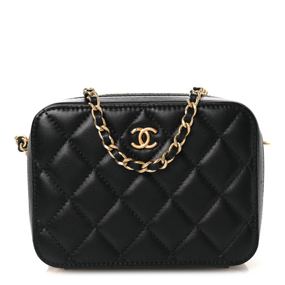 Chanel Lambskin Quilted CC Pearl Crush Camera Case Black 1 of 11