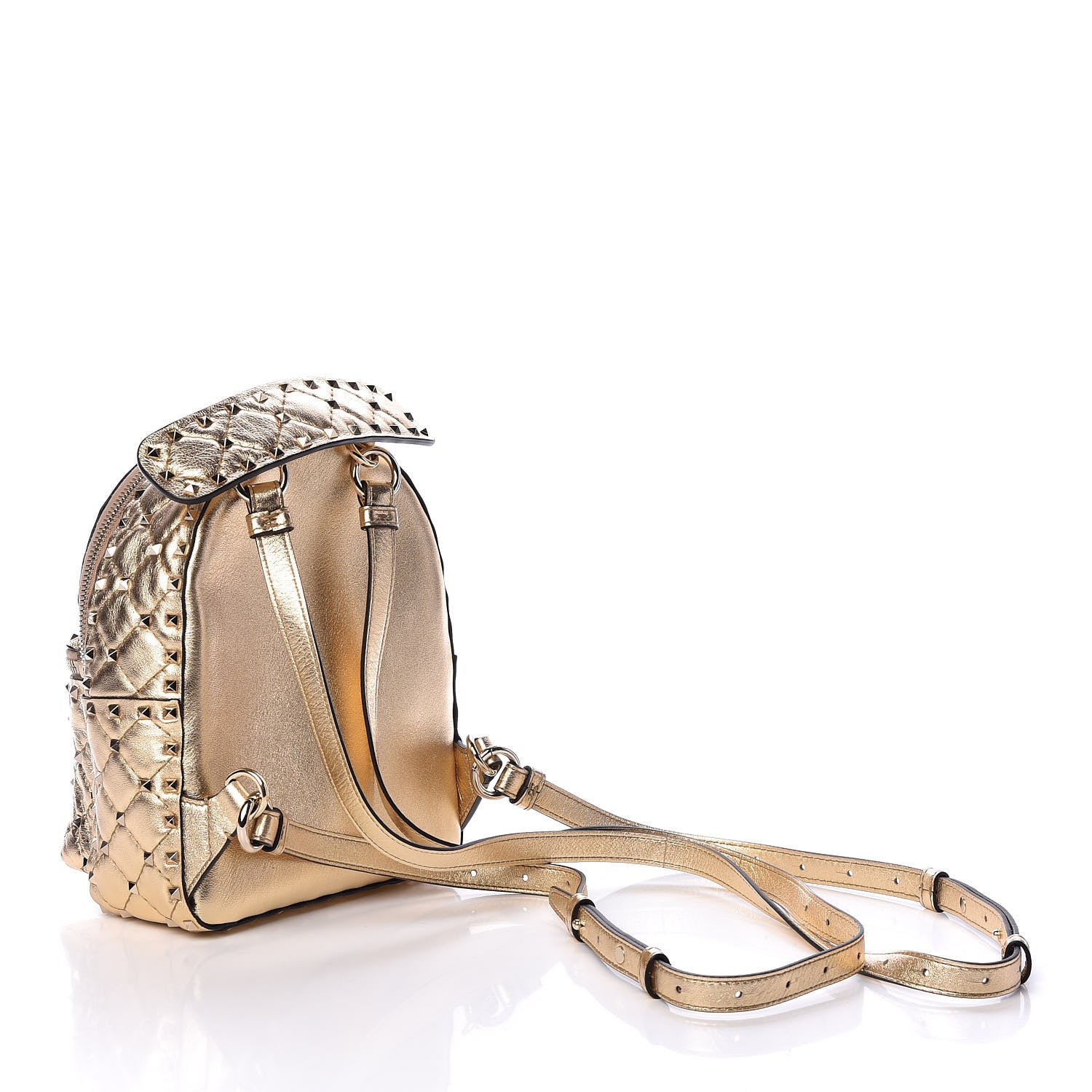 Valentino Garavani Metallic Lambskin Quilted Mini Rockstud Spike Backpack Mekong 3 of 9