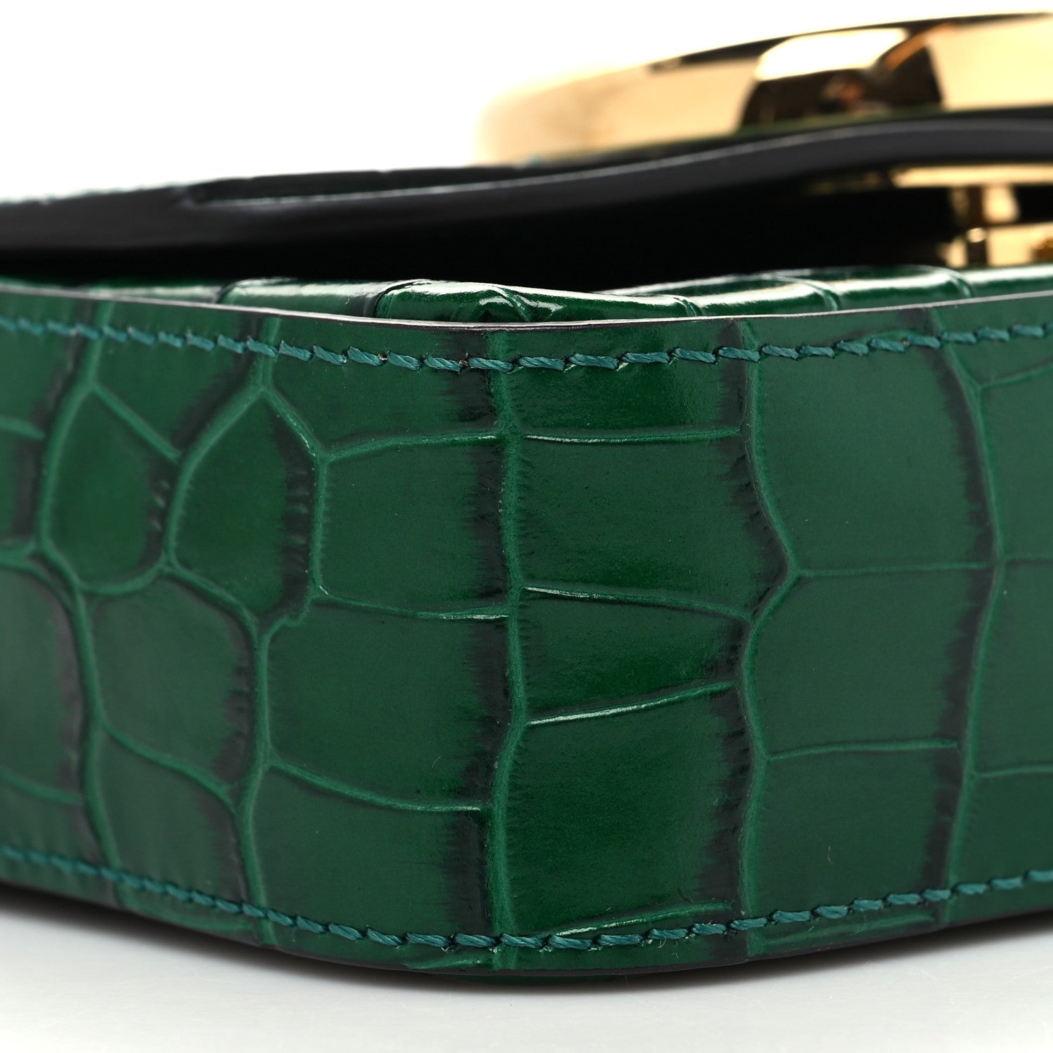 Chloe Calfskin Crocodile Embossed Mini C Double Carry Woodsy Green 9 of 10